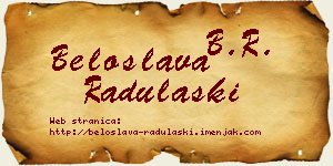 Beloslava Radulaški vizit kartica
